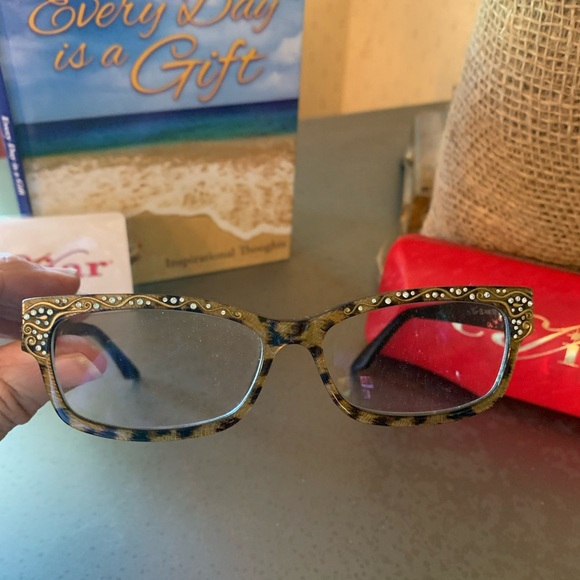 CAVIER, Leopard BLACK Lace Crystal Eyeglass Frames. M 3017 c31, ELEGANT. - Picture 2 of 14